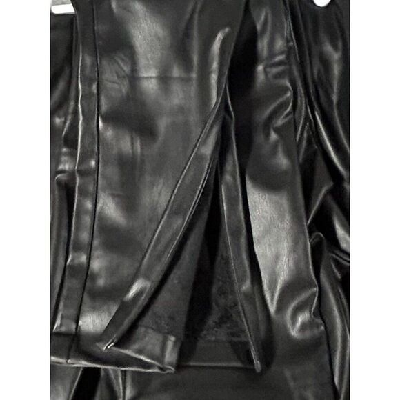 Zara Black Faux Leather High Rise Extra Long Leggings Size M Bloggers Favorite - Picture 6 of 7